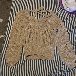 Chic Off-the-Shoulder Knit Sweater in Tan